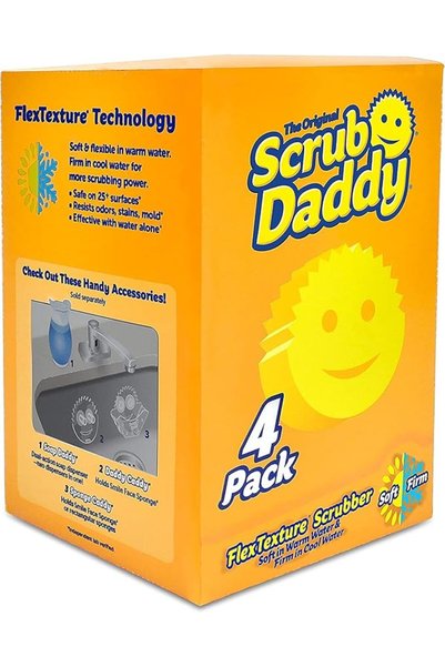 Scrub Daddy إسفنجة أصلية - منظفة خالية من الخدوش للأطباق والمنزل، مقاومة للرو...