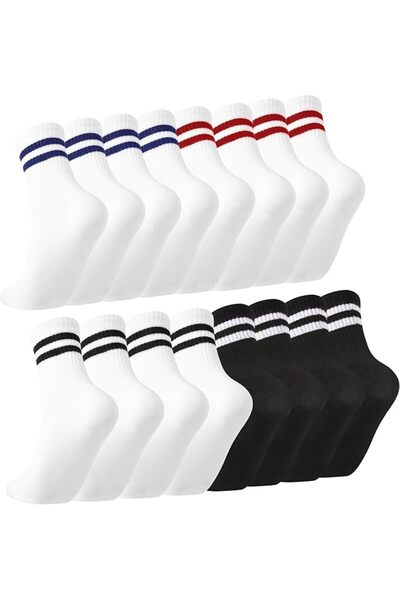 Zuimei 8 Pairs Striped Crew Socks Multipack Sports Running Sock for Men Women...