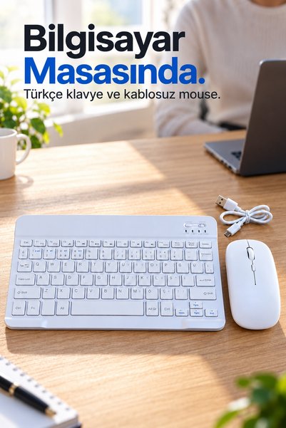 teknotrust Preminyum Bluetooth Klavye Mouse Seti Türkçe Tuş Dizilimli Beyaz