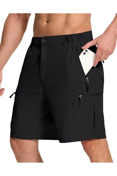 GENERAL SERAMY Mens Hiking Cargo Shorts with 6 Zipper Pockets 9" Quick-Dry Li...
