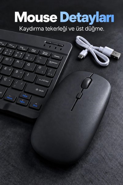 Epilons Bluetooth Klavye Mouse Seti Türkçe Tuş Dizilimli Beyaz