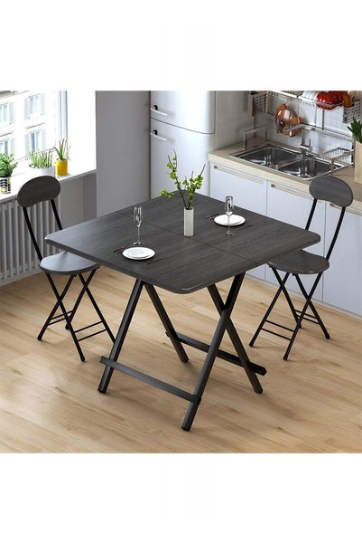 Taimi 3-Piece Folding Dining Set,Square Dining Table with 2 Chairs 80x80x74cm...