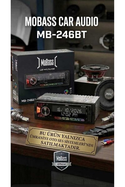 MOBASS BT USB AUX AMFİ ÇIKIŞLI 4X60 WAT DİJİTAL PANEL OTO TEYP