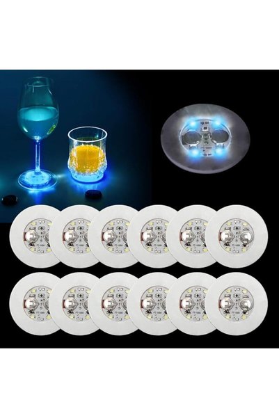 Ahier حامل أكواب LED، مجموعة AHIIER من 12 قطعة حامل أكواب LED للشرب بـ7 ألوان...