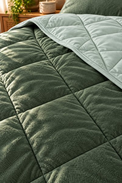 Cottessia Home Green Single Double-Sided Luxury Welsoft Quilt 155X215 4 Seasons