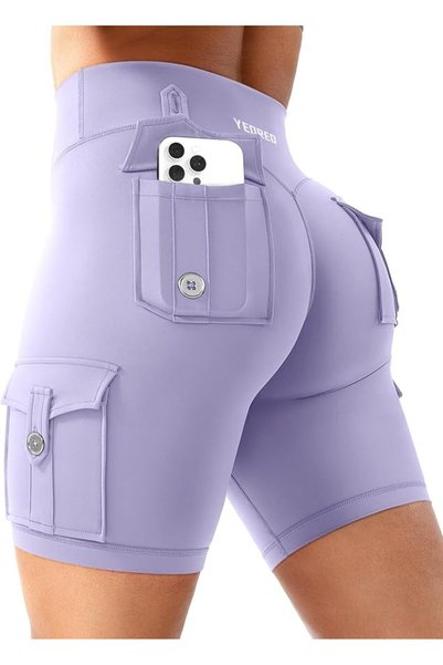 GENERAL YEOREO CoreFlex Women Workout Biker Shorts with Cargo Pockets Hidden ...