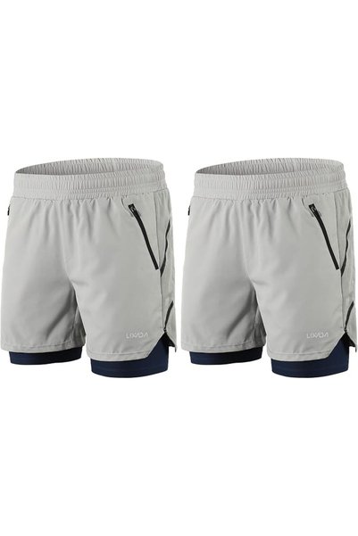 EACAM Men 2 in 1 Running Shorts Quick Drying Breathable Active Training Exerc...
