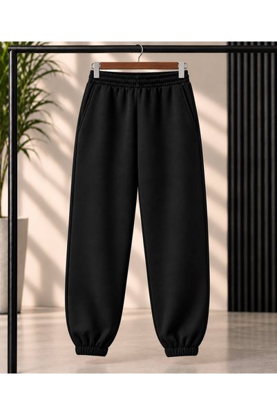 MEİS CLOTHES Sweatpants Oversize Relaxed Fit Elastic Waist Elastic Cuffs Jogg...