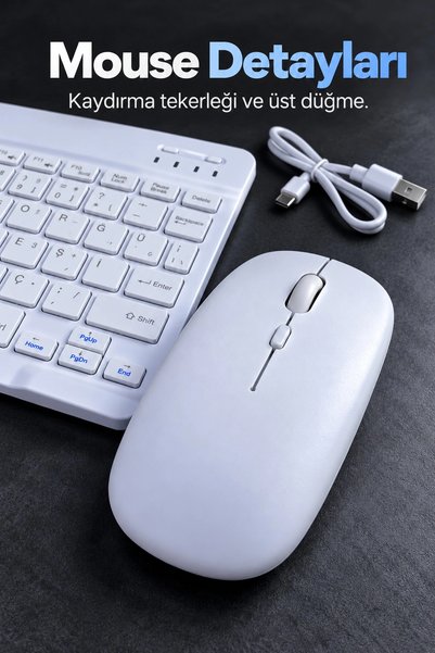 Epilons Kablosuz Klavye Mouse Seti Beyaz Türkçe Q