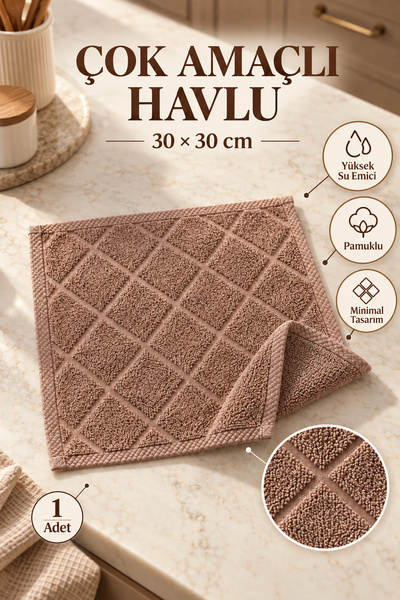 loomis Çok amaçlı Mutfak ve El Havlusu-Baklava Desen-Tekli-%100 Pamuk-30x30cm