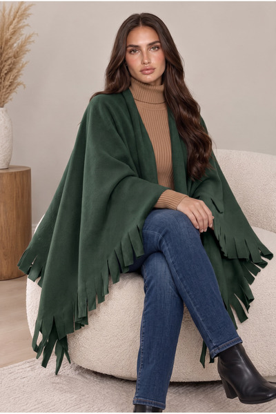 Generic Brand Women's Winter 100% Fleece Tassel Shoulder Shawl