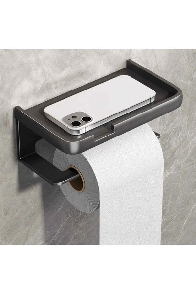 HASEPE ® Toilet Paper Holder with Top Shelf, Adhesive or Screw Mounting
