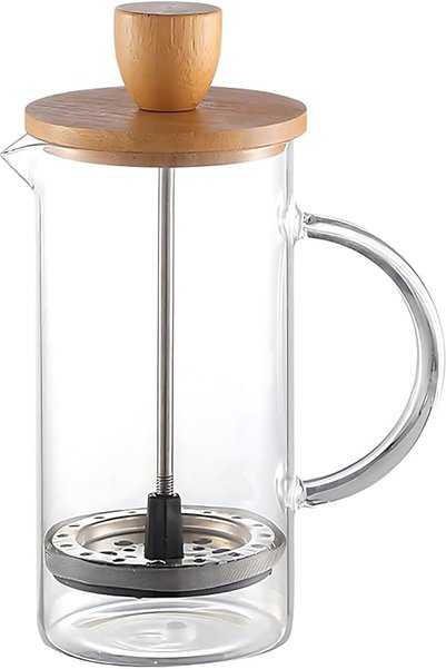 West Biking Biki French Press Coffee Maker Glass Coffee Pot With Wooden LID C...