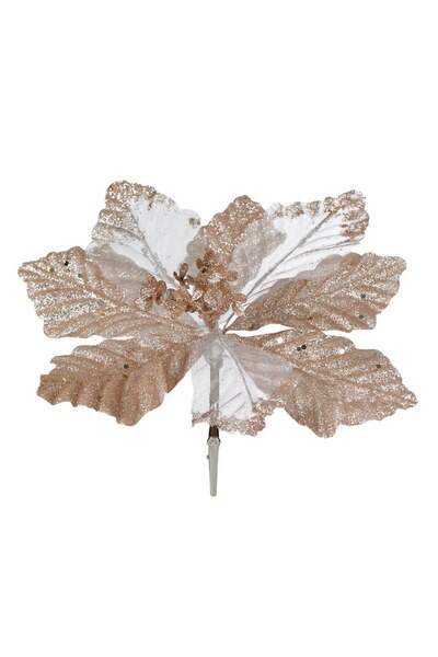 DD SHOP Floare Decorativa cu Glitter Roz Auriu & Clips 24cm