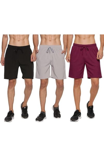 Okli-Rsoe RSO Outfits Men's Polyester Solid Sports Casual Shorts PACK OF 3