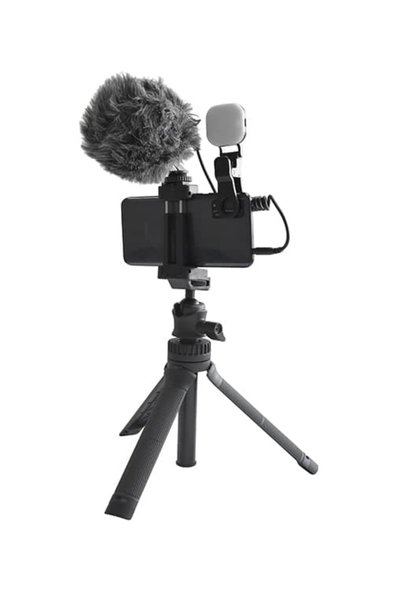 CKMOVA Kit de vlogging MST3 cu microfon VCM5, lampă LED și trepied extensibil
