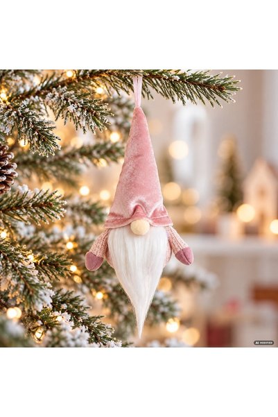 DD SHOP Ornament gnome roz caciula 16cm