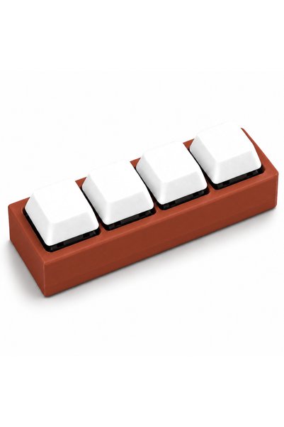 3DONE MODELS Clicker antistres cu 4 taste, printat 3D, baza maro, taste alb f...