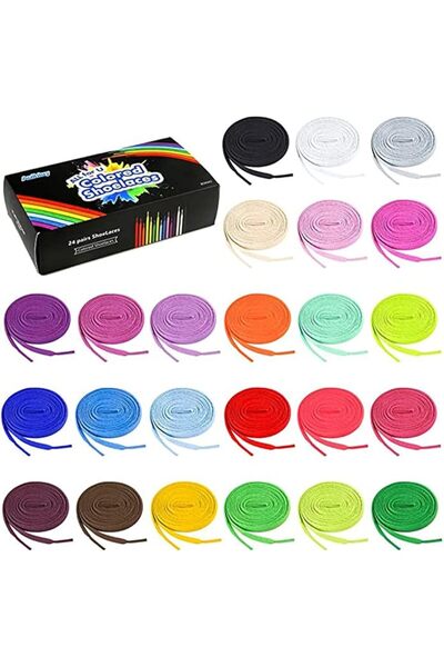 KASTWAVE Flat Colored Shoelaces, Shoestrings for Sneakers Skate Shoes Sport S...