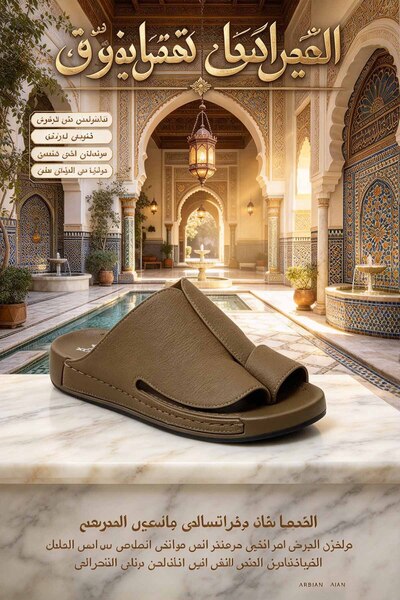 Glory One Mart Men's Pebbled Leather Split-Toe Sandals Wide Upper Thick Flat Sole Cushioned Footbed Lightweight Breathable Slip-On Slides Summer Casual