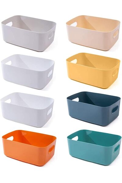 GENERAL Small Storage Bin, Pack of 8, Durable Storage Basket Cabinet Organize...