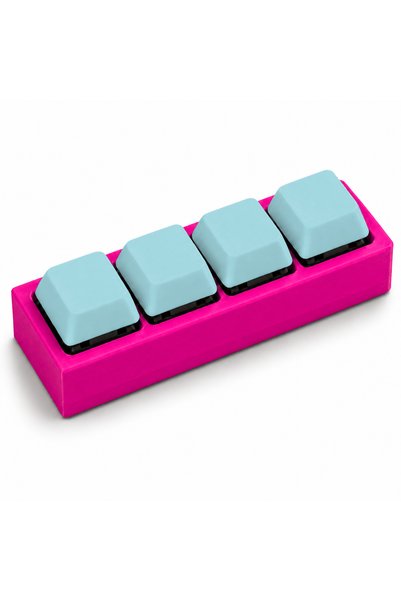 3DONE MODELS Clicker antistres cu 4 taste, printat 3D, baza magenta, taste al...