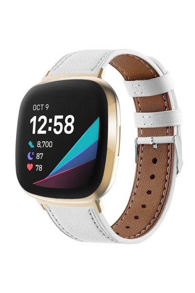 XGSM Curea din piele pentru Fitbit Versa 4 / Sense 2, Albă