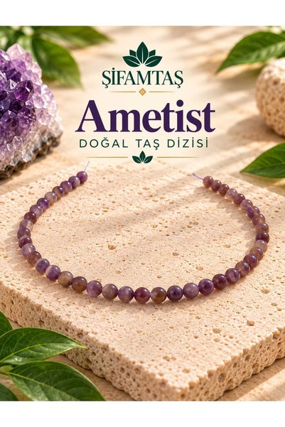 ŞİFAMTAŞ Ametist Natural Stone String (6 mm)