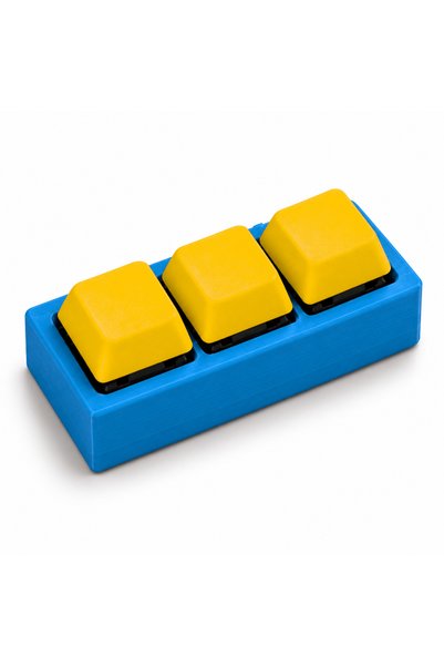 3DONE MODELS Clicker antistres cu 3 taste, printat 3D, baza cyan, taste galbe...