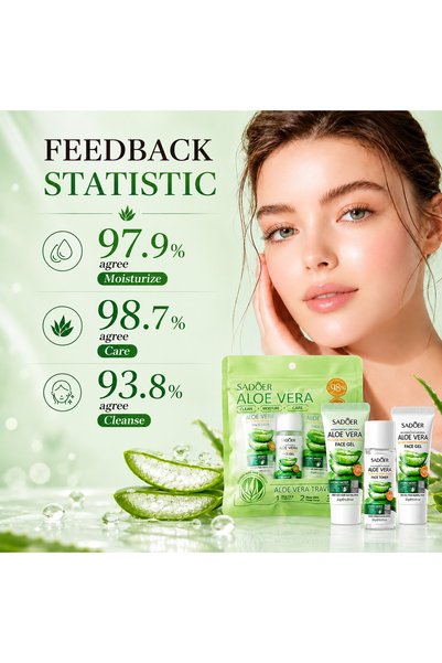SADOER Sadoer Aloe Vera Skincare Set Moisturizing Refreshing Smoothing Skin C...