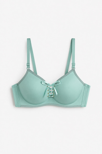 Hepsi Moda Lace-Up Laser Cut Bra - Green