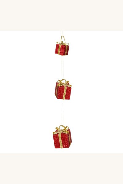 Comerivo Ghirlanda de Craciun cu cutii cadou rosii din spuma, 63 cm, pentru d...