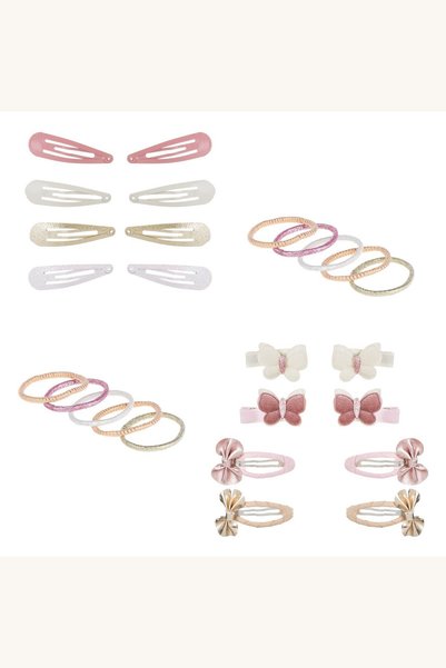 Comerivo Accesorii par pentru fetite - 26 piese cu clame fluturi si elastice ...