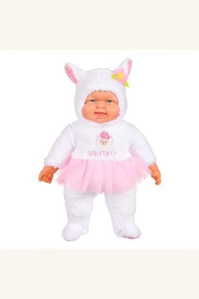 Comerivo Papusa bebe in costum de oita alba cu tutu roz, 50cm