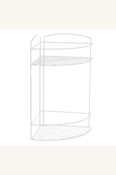 Comerivo Raft metalic alb de colt pentru baie, 2 niveluri, 20.5x37cm