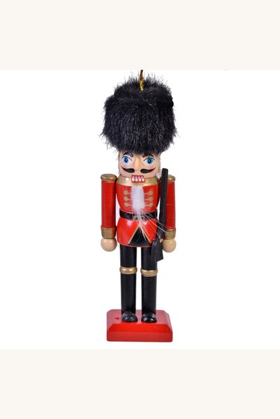 Comerivo Ornament Craciun Soldat Lemn cu Uniforma Rosie si Caciula de Blana 13cm