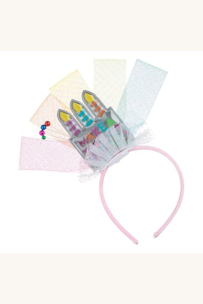 Comerivo Bentita de petrecere roz cu lumanari confetti si panglici multicolore