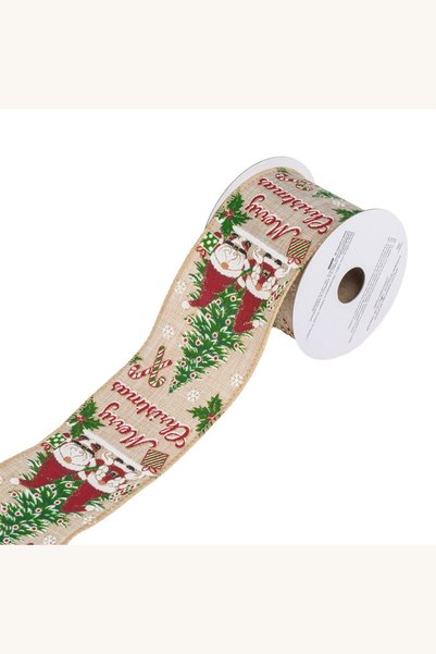 Comerivo Panglica de Craciun bej cu gnomi si brad, 5m lungime pentru decorati...