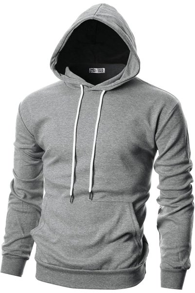 Ohoo Mens Slim Fit Long Sleeve Lightweight Pullover Basic Hoodie With Kangaro...