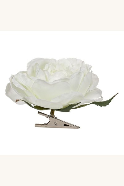 Comerivo Trandafir artificial alb cu clips pentru decorarea balconului si gra...