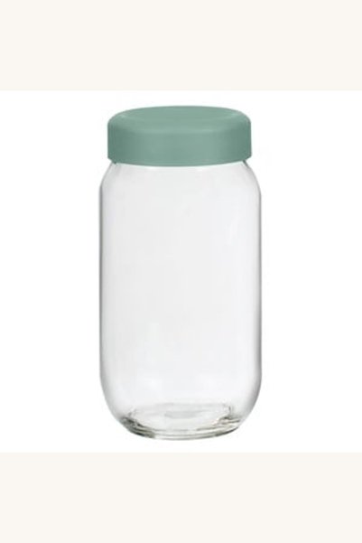 Comerivo Borcan rotund din sticlă 1l, cu capac verde mentă, 9x19cm