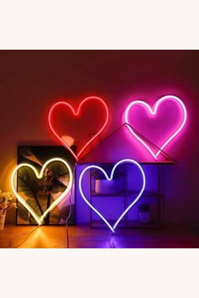 Comerivo Lampă LED Inima Fucsia Neon cu USB, 36.3x29cm
