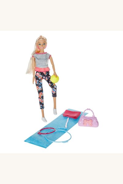 Comerivo Set papusa gimnasta cu accesorii de antrenament si geanta