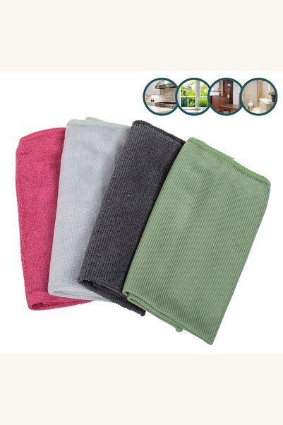 Comerivo Set 4 lavete microfibra pentru toate suprafetele, 34x34cm, spalabile...