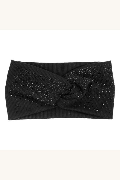 Comerivo Bentita pentru Par cu Nod si Pietre Negre - Accesoriu Eleganta Zilei