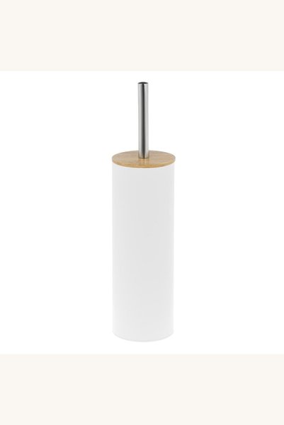 Comerivo Perie WC metalica alba 39cm cu capac din bambus
