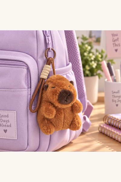 Comerivo Charm din plus Capybara maro 13cm - accesoriu pentru geanta