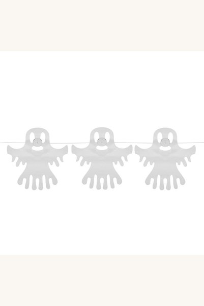 Comerivo Decoratiune hartie fantome Halloween, ghirlanda alba neagra 2.5m