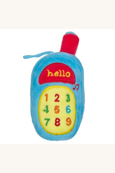 Comerivo Telefon jucarie din plus bleu cu muzica si zornaitoare, 16cm - pentr...