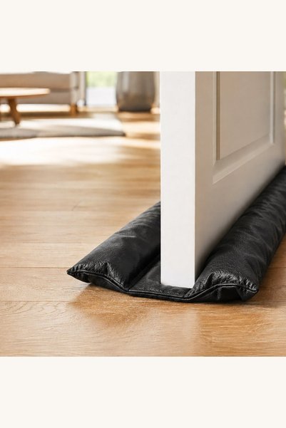 Comerivo Opritoare dubla anti curent pentru usa, negru PU, 79cm, 2 fete